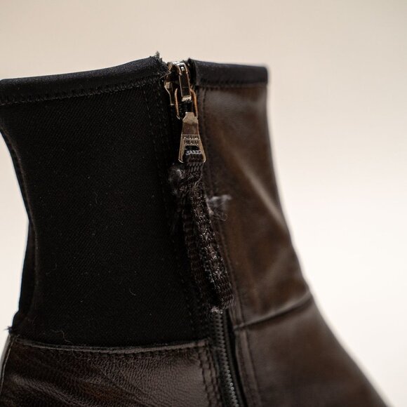 Vintage Prada Leather and Nylon Zip Up Ankle Boots - Picture 8 of 11